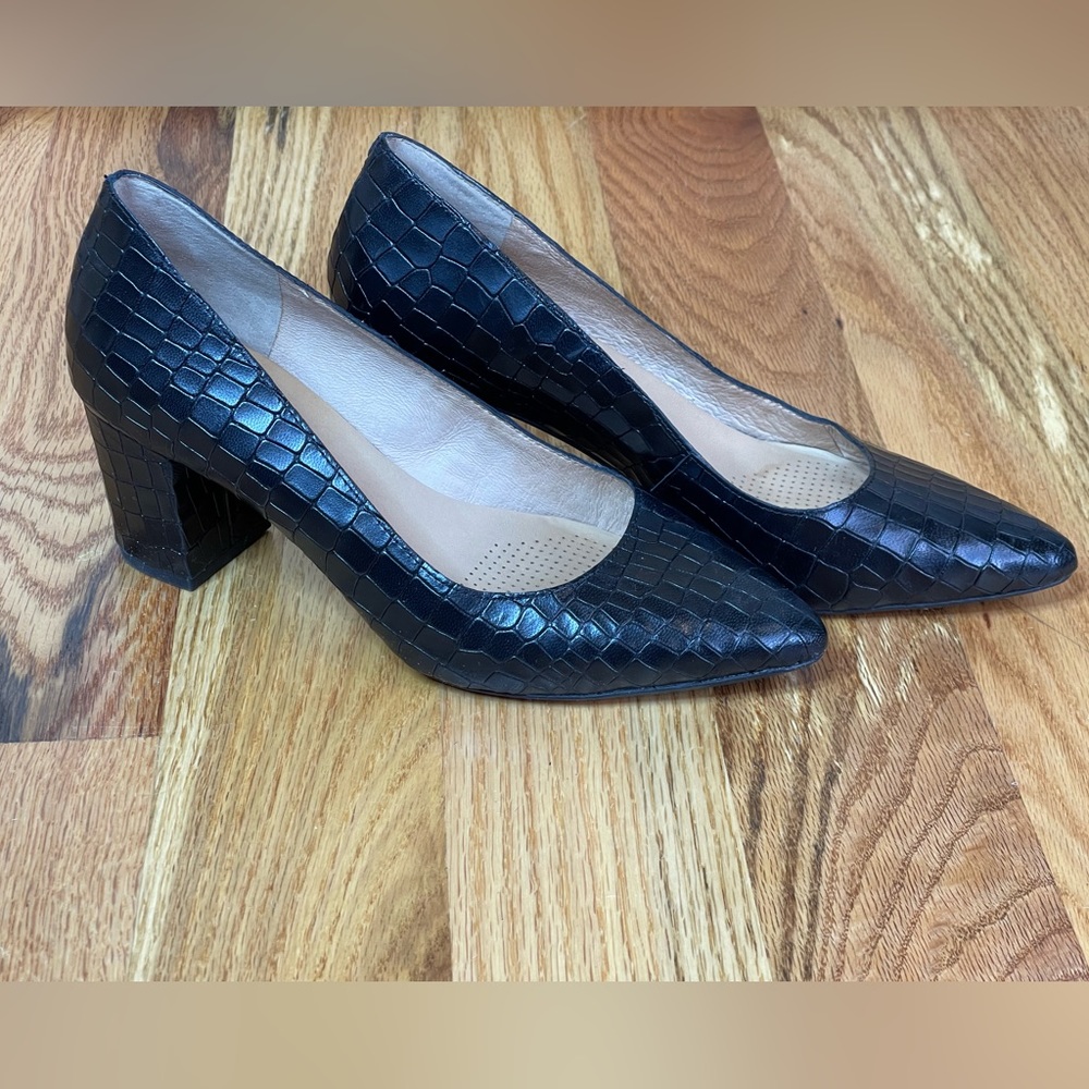 Corso Como Ryanna leather snake embossed pointed toe heels